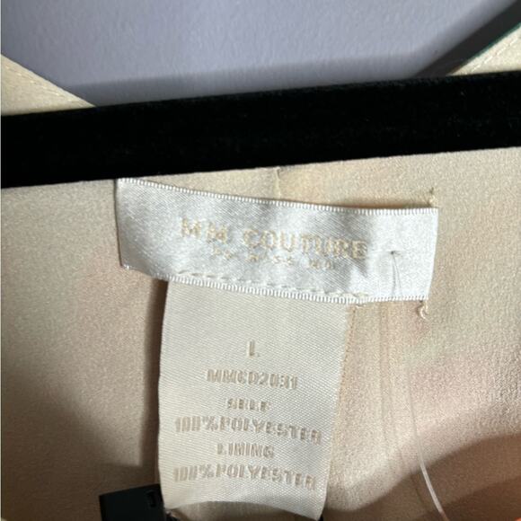 MM Couture White and Orange Floral Cold Shoulder Dress With Pleating Size Large - Picture 2 of 6